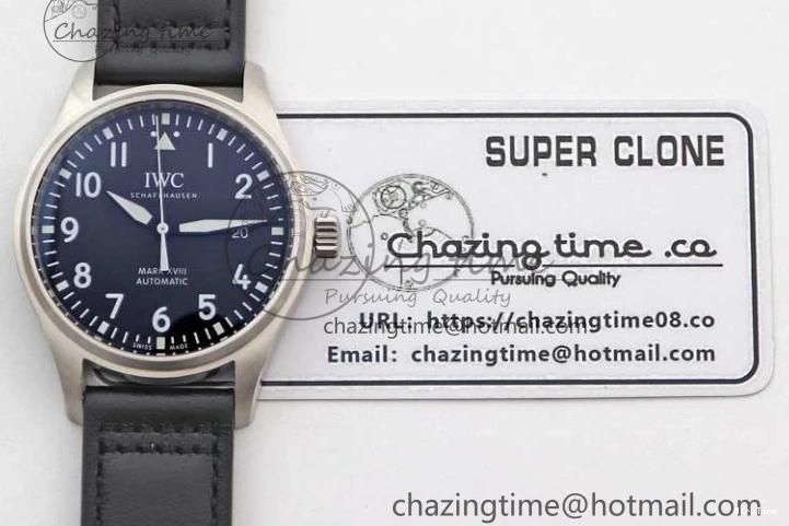 MIROTIME 0311 Vibrant Mark XVIII IW327001 SS M+F 1:1 Best Edition Black Dial on Black Leather Strap A 7055